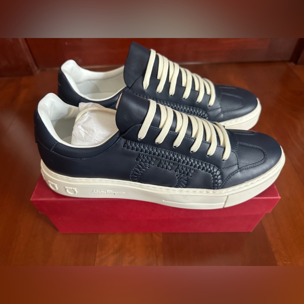 Salvatore Ferragamo Pedros Blue Marin Men’s Sneakers